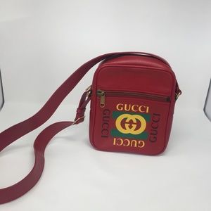 Gucci Mens Retro Red leather crossbody bag